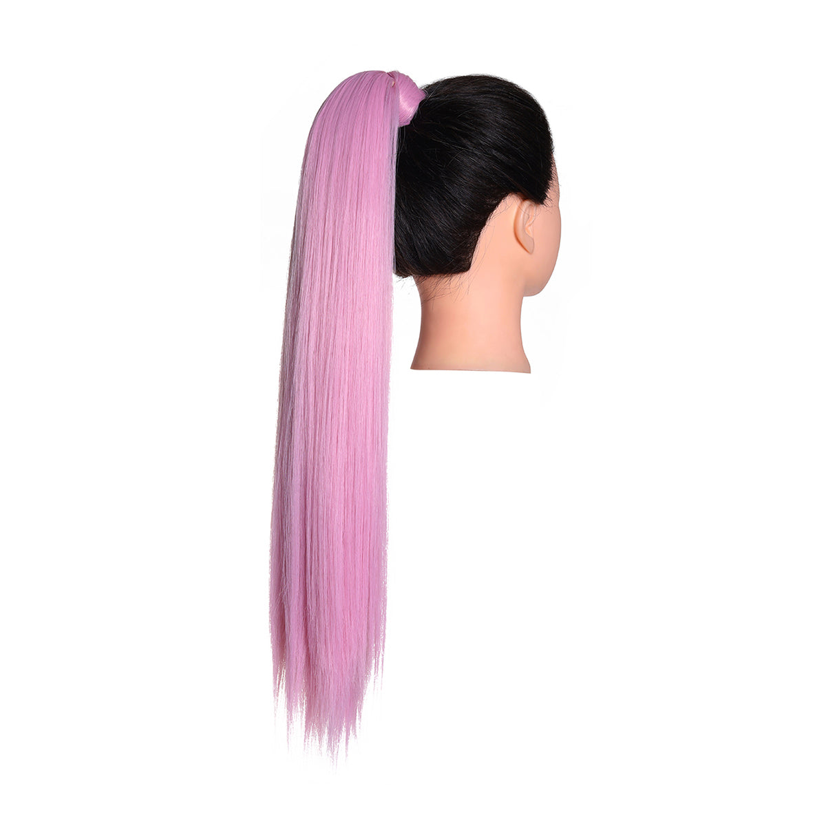 Clip Drawstring Fake Long Ponytail Pink 24in