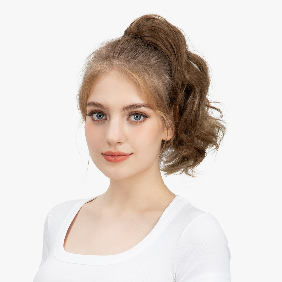 Natural long curly ponytail
