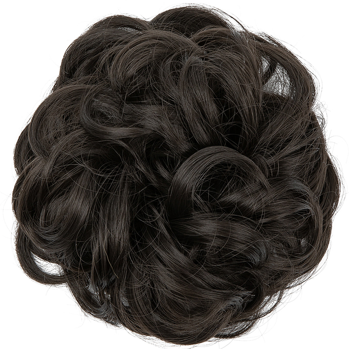 CJL HAIR Large Messy Bun Hair Piece Wavy Curly Scrunchies Synthetic Chignon Ponytail Hair Extensions Thick Updo Hairpieces for Women Brown Black Black Brown