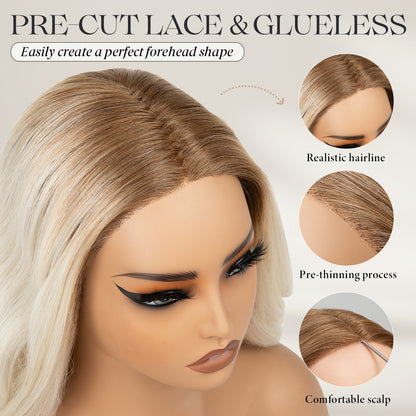 MONO Wig Kanekalon Futura Wavy Hair Fiber Lace Front Wig Glueless Pre-cut Lace Wig