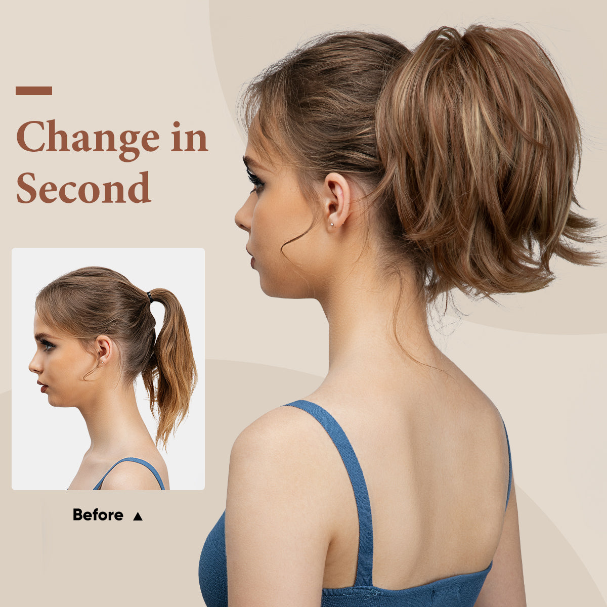 CJL HAIR Claw Clip Short Ponytail Hair Extensions DIY Bendable Metals Messy Bun Hair Piece for Wonen Straight Synthetic Fake Hairpieces Dirty Blonde