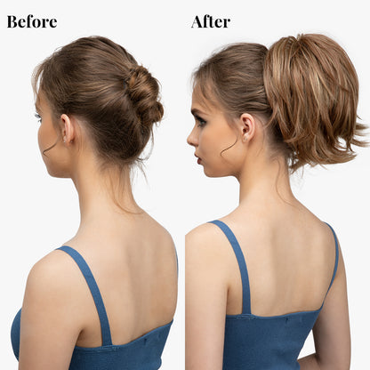DIY Messy Claw Clip Short Ponytail Wig