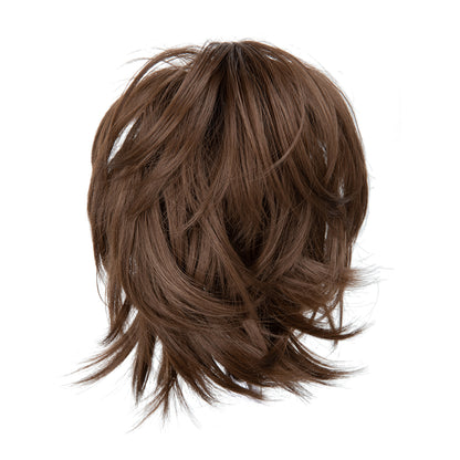 DIY Messy Claw Clip Short Ponytail Wig Medium Brown