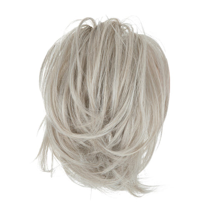 DIY Messy Claw Clip Short Ponytail Wig Silver Grey